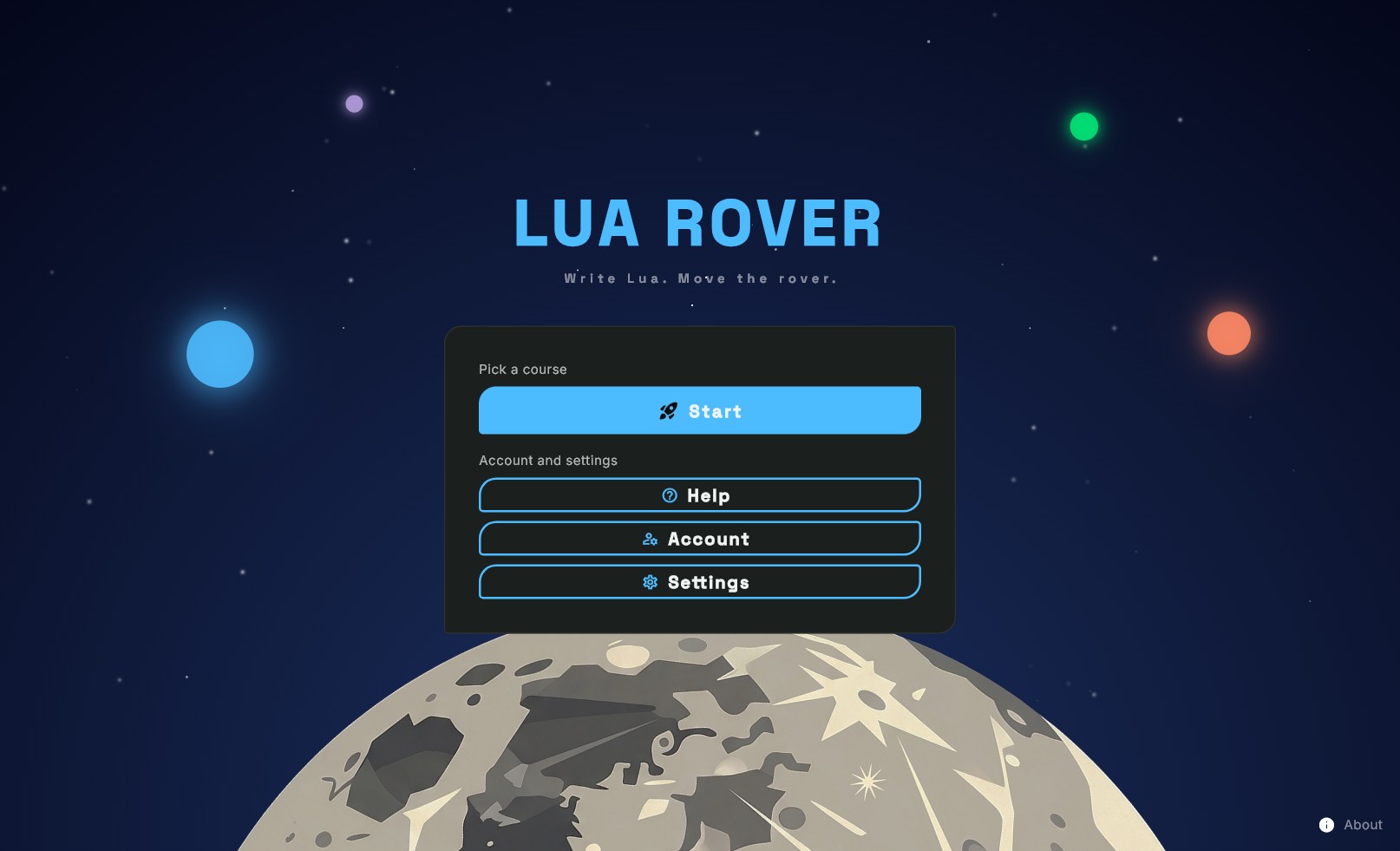 LuaRover main menu